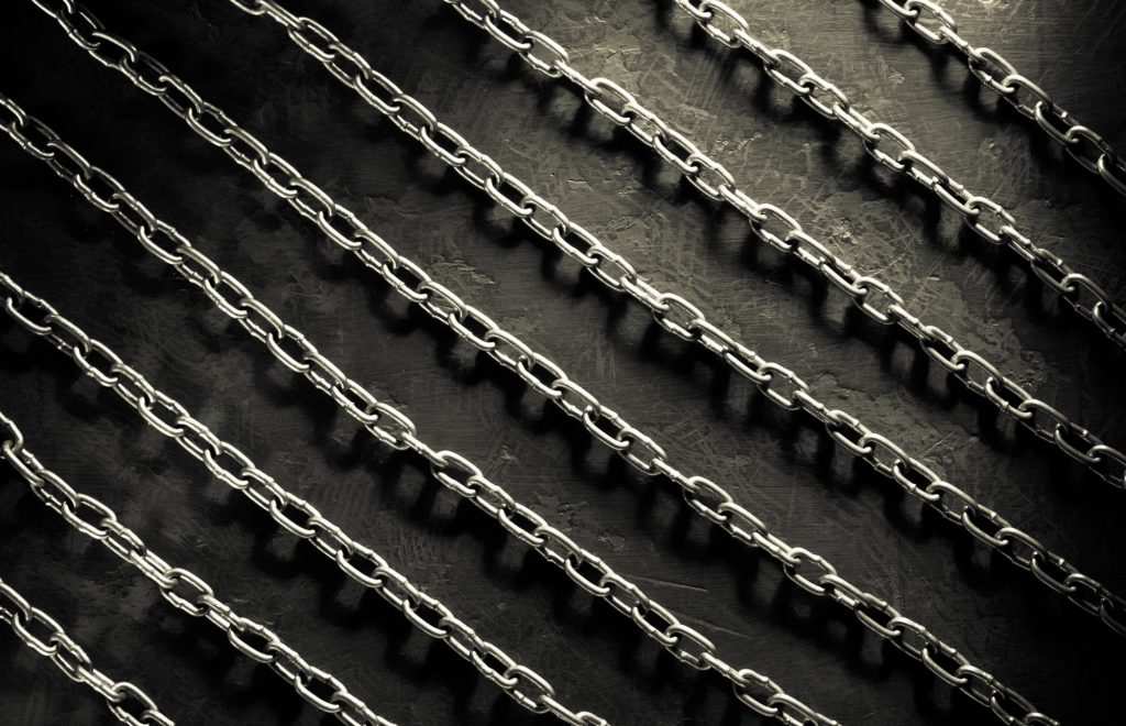 metal chain on black